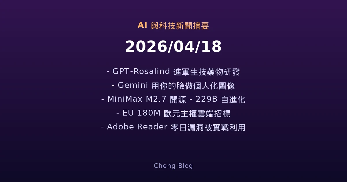 AI 與科技新聞摘要 - 2026/04/18