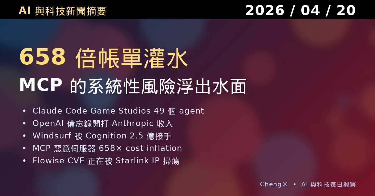 AI 與科技新聞摘要 - 2026/04/20