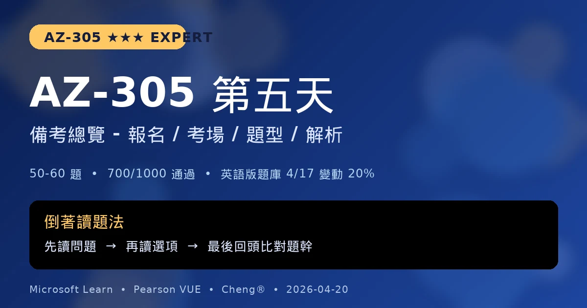 AZ-305 Azure 架構師認證 - 第五天課程筆記