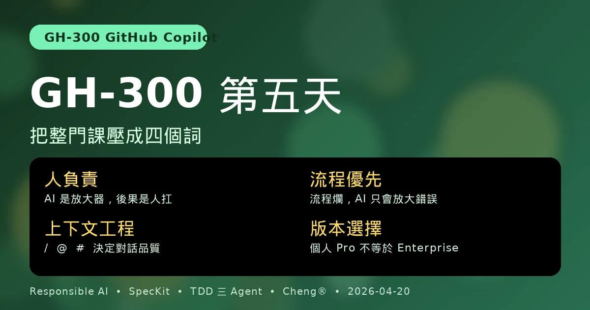 GH-300 GitHub Copilot 認證 - 第五天課程筆記