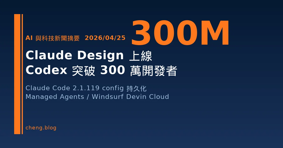 AI 與科技新聞摘要 - 2026/04/25